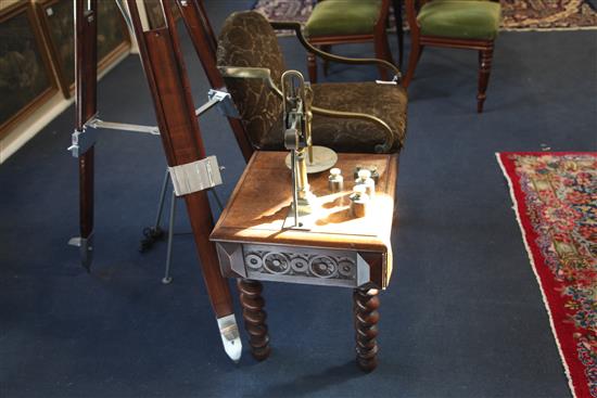 A set of Victorian Young & Co of London oak jockey scales, W.3ft D.1ft 10in. H.2ft 10in.